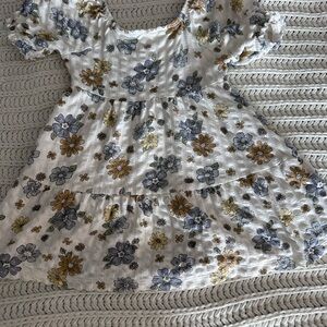 Floral Kids Dress in White and Blue